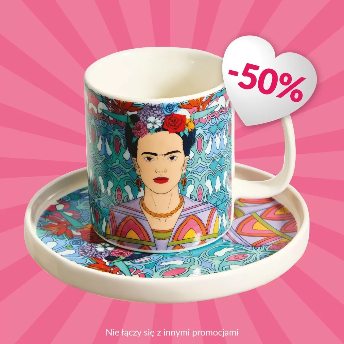 HOMLA Filizanka Frida Kahlo Do Espresso Ze Spodkiem Turkusowa 0,08 L