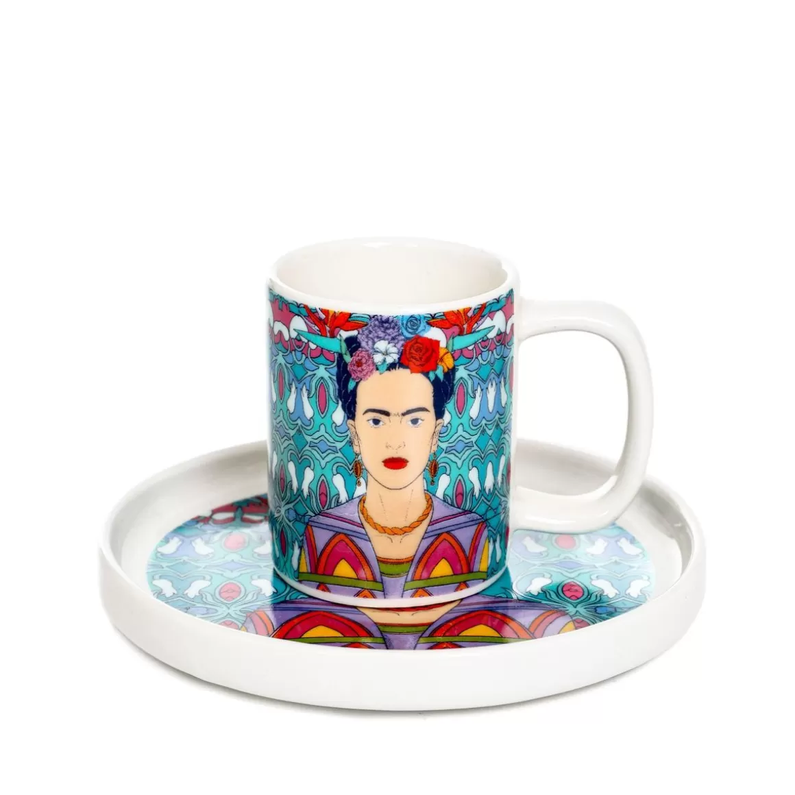 HOMLA Filizanka Frida Kahlo Do Espresso Ze Spodkiem Turkusowa 0,08 L