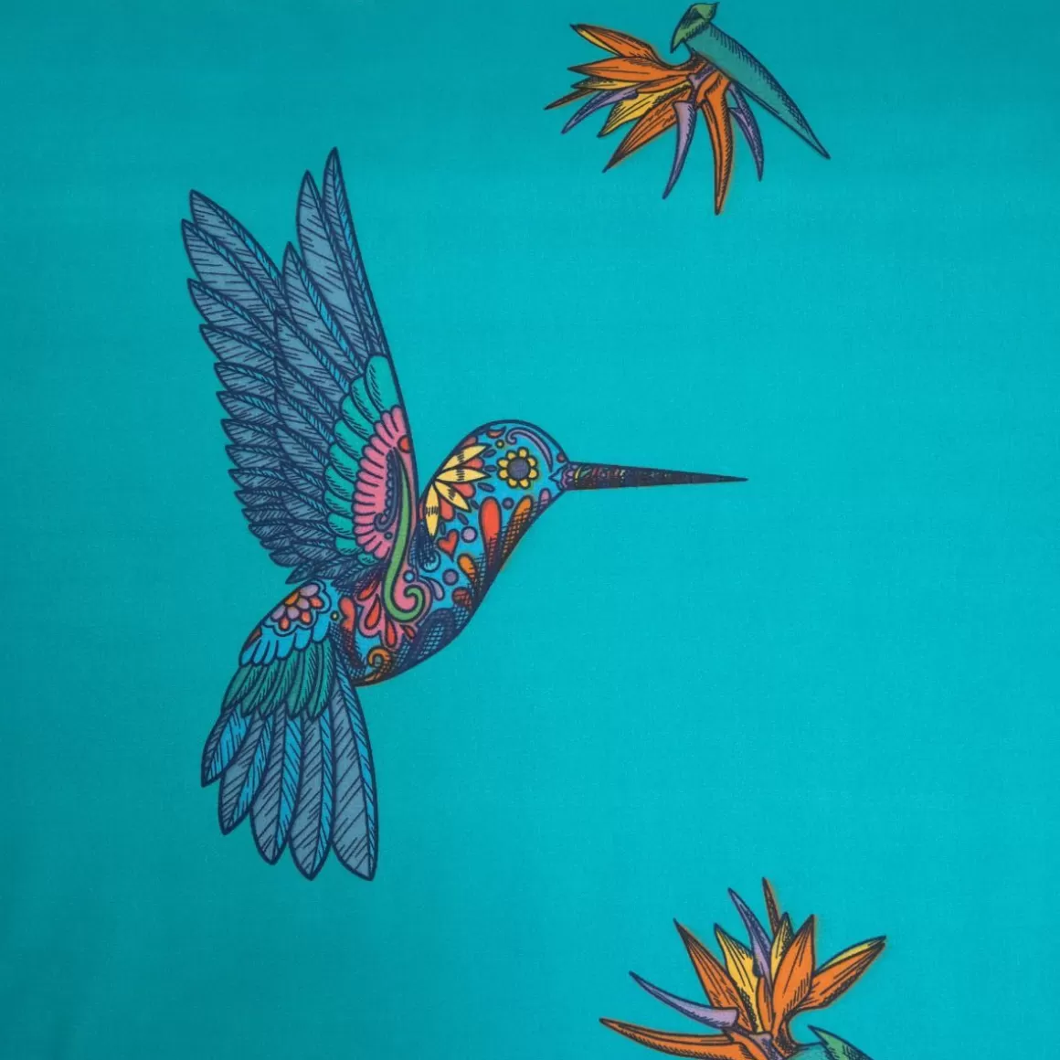 HOMLA Pościel Frida Kahlo Z Mikrofibry Turkusowa W Kolibry 200X220 Cm