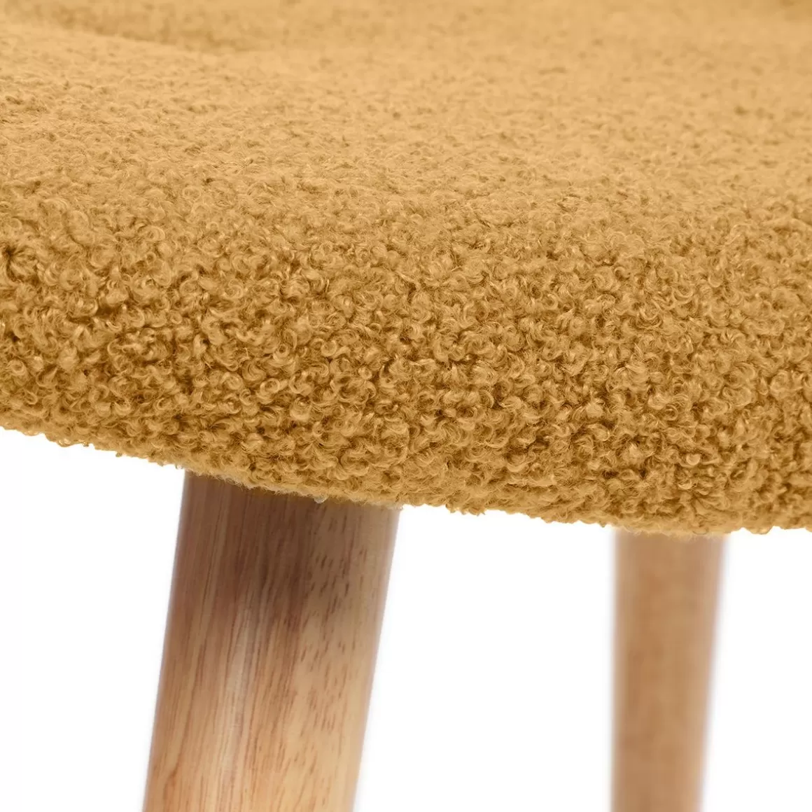 HOMLA PodNożek Moss Teddy Boucle W Tkaninie Teddy Musztardowy 61X41X38 Cm