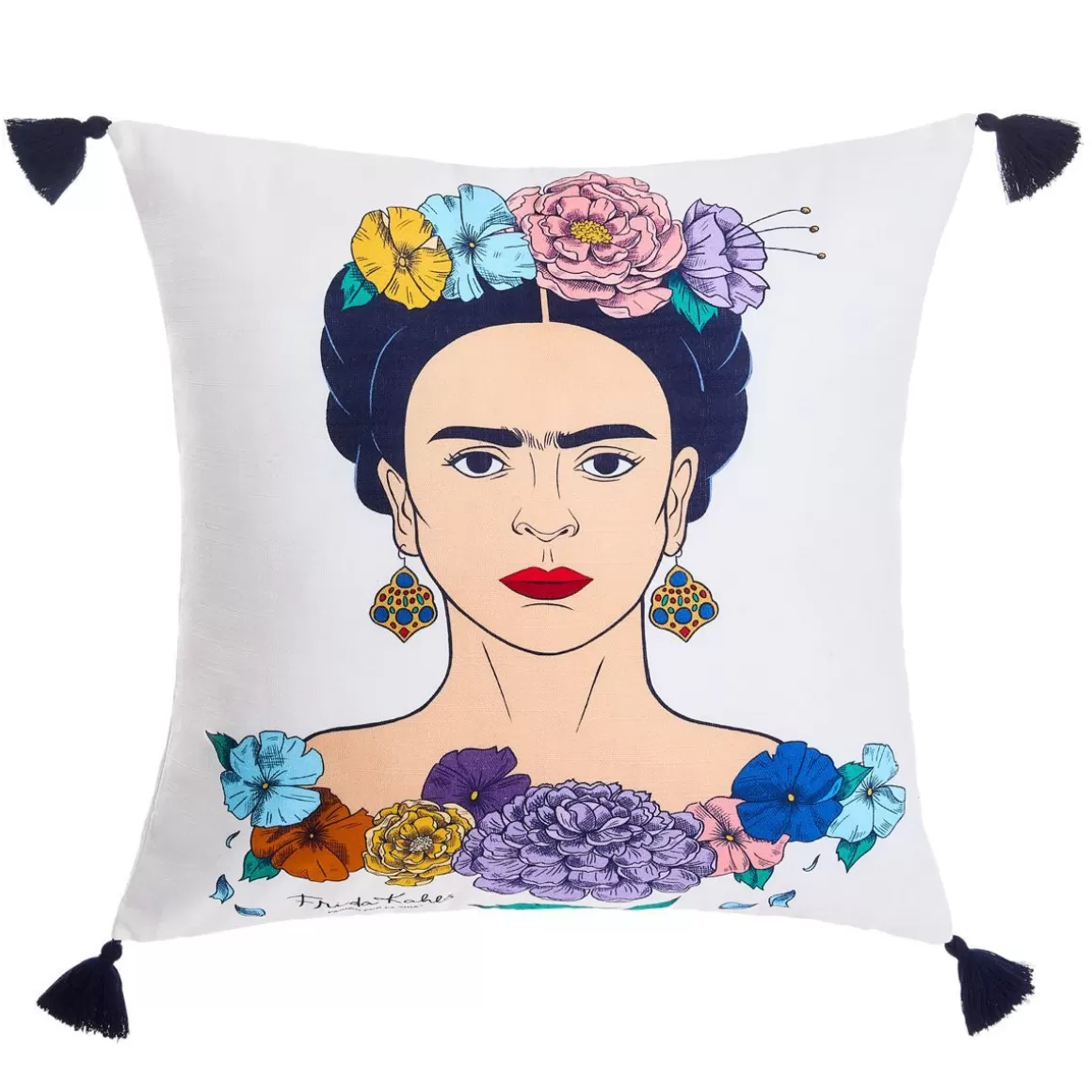 HOMLA Poszewka Frida Kahlo Z Granatowymi Fredzlami 45X45 Cm