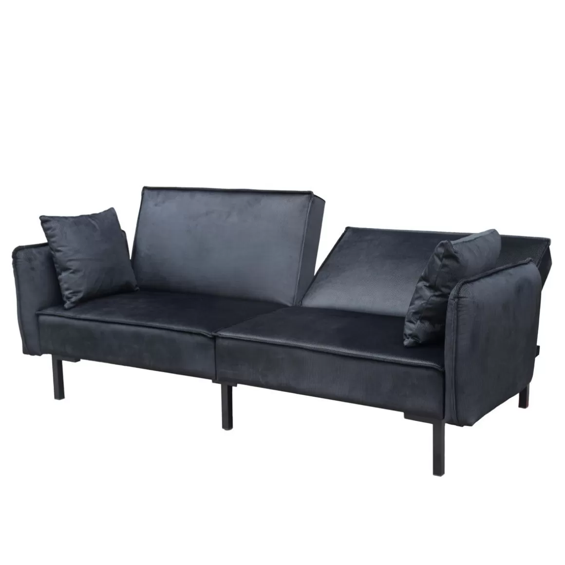 HOMLA Sofa Canto 3-Osobowa, Z Funkcja Spania, Welurowa Czarna 199X90X85 Cm