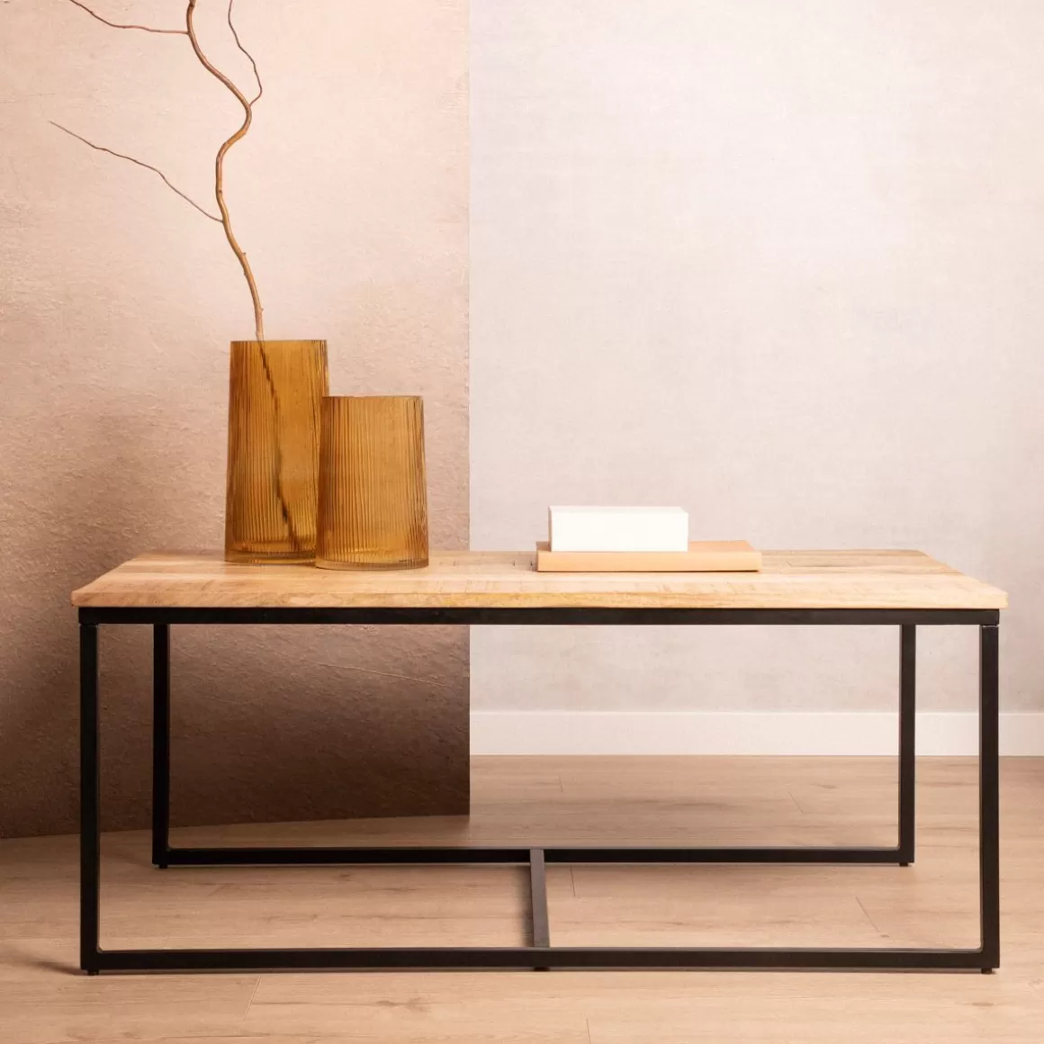 HOMLA Stolik Kawowy Maya Lite Drewno Mango + Metal 110X60X45Cm