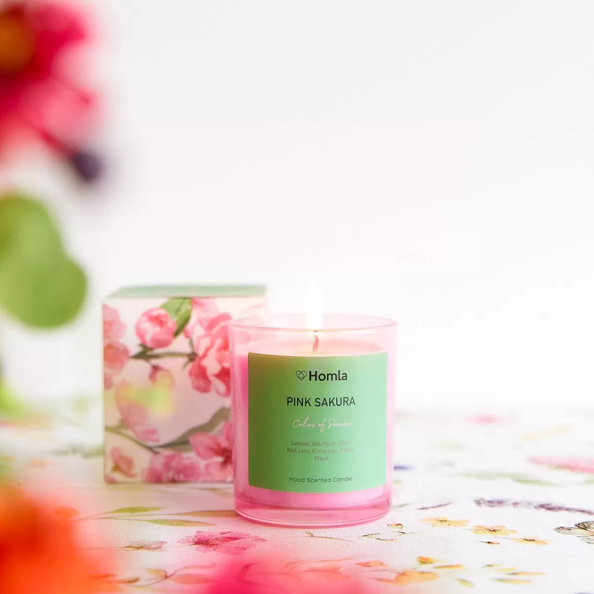 HOMLA Swieca Zapachowa Colors Of Seasons Pink Sakura 150 G