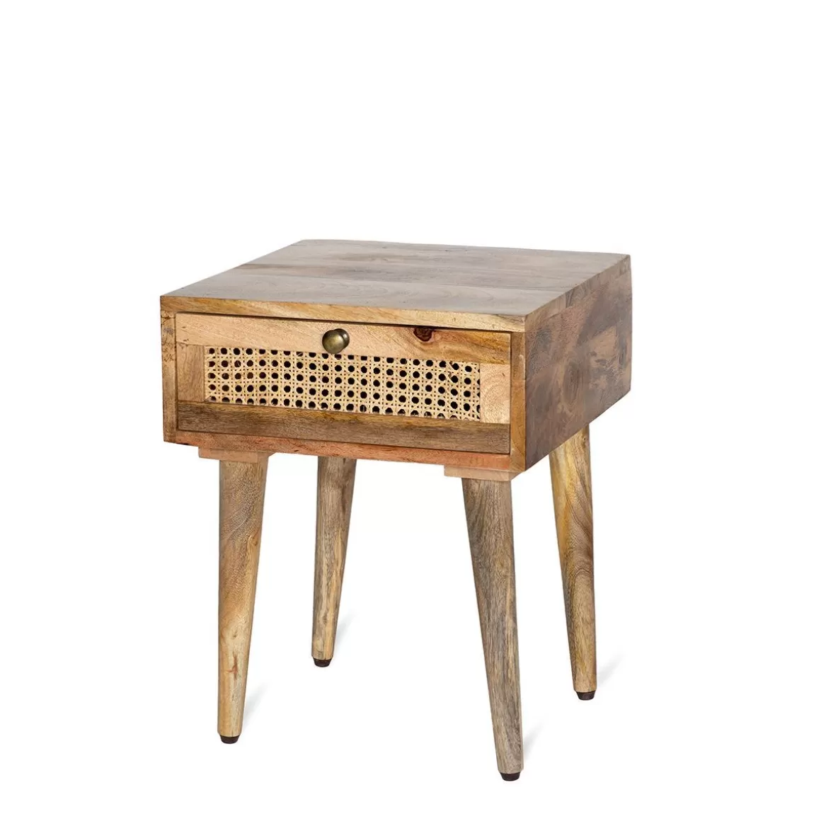 HOMLA Szafka Nocna Natte Lite Drewno Mango Z Rattanem 40X40X50 Cm