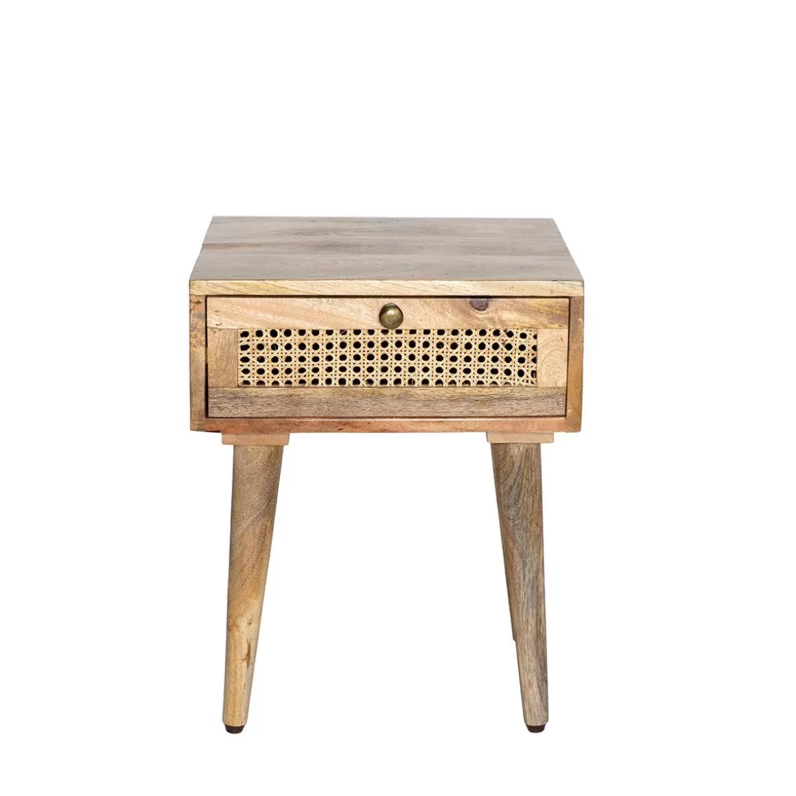 HOMLA Szafka Nocna Natte Lite Drewno Mango Z Rattanem 40X40X50 Cm