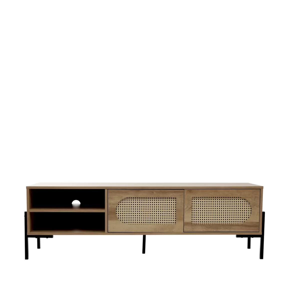 HOMLA Szafka Rtv Haga Z Rattanem I Z Metalowymi Nogami 140X40X44 Cm