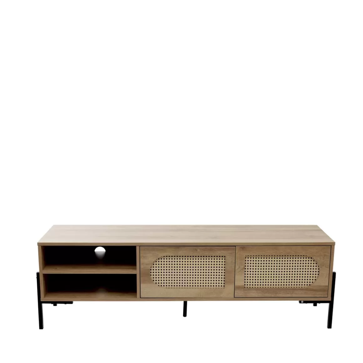 HOMLA Szafka Rtv Haga Z Rattanem I Z Metalowymi Nogami 140X40X44 Cm