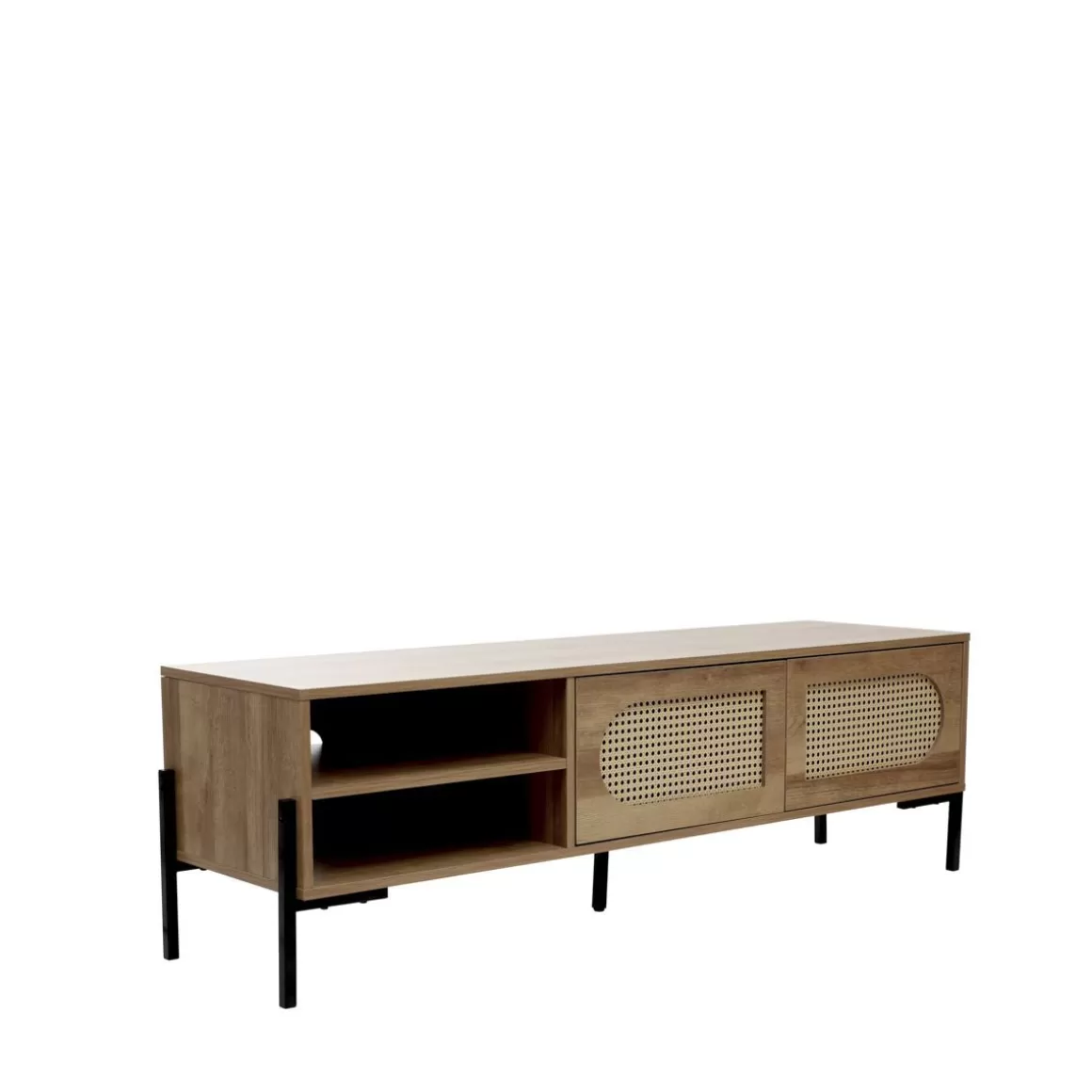 HOMLA Szafka Rtv Haga Z Rattanem I Z Metalowymi Nogami 140X40X44 Cm