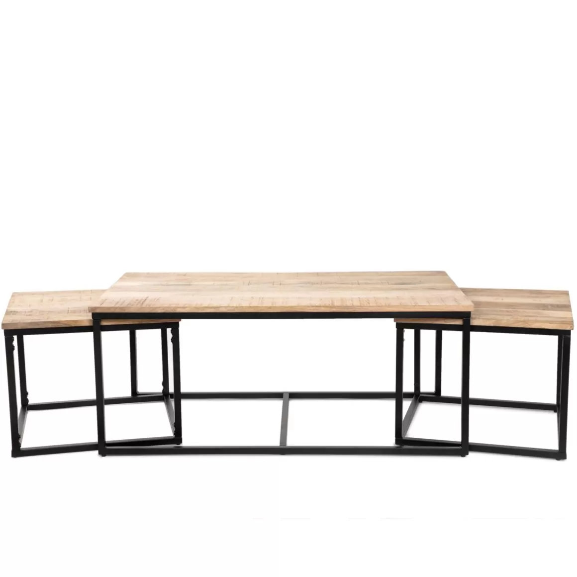 HOMLA Zestaw Stolikow Kawowych Maya Lite Drewno Mango + Metal 110X60X45 Cm/50X50X40Cm
